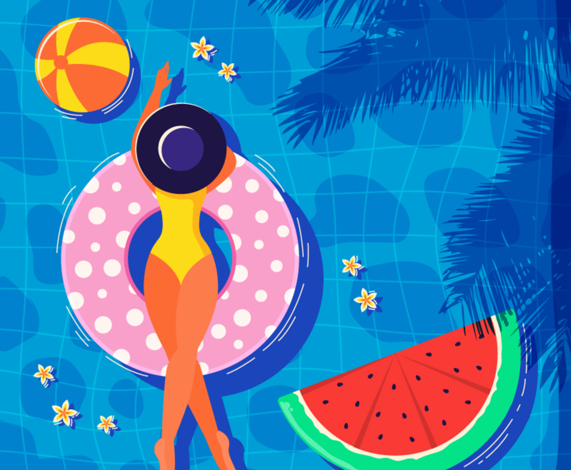 Woman Swimming on a Pool Scenery