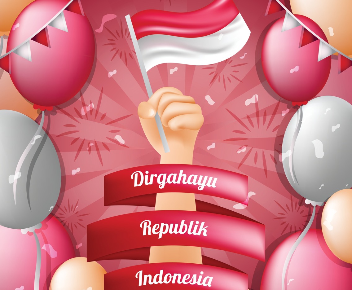 Indonesia Independence Day with Decoration Background Template