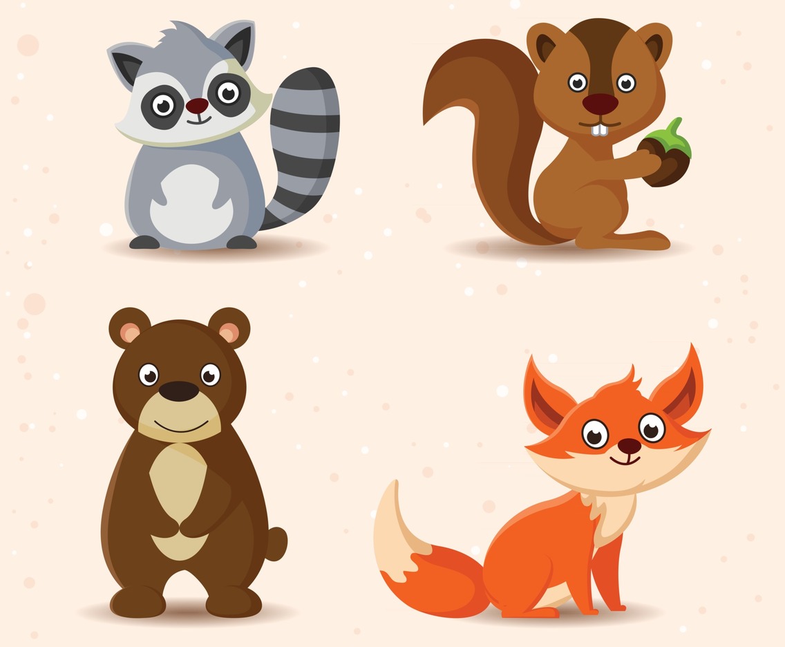 Funny Animal Cartoon Set