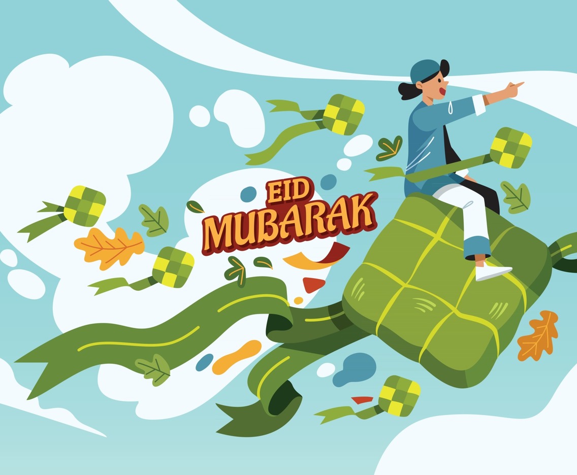 A Man Riding Flying Ketupat
