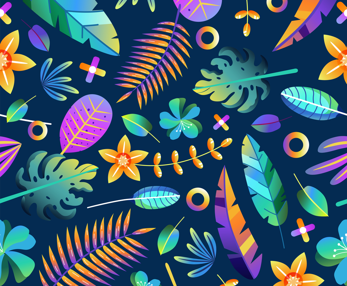 Tropical Floral Colorful Gradient Leaf Flower