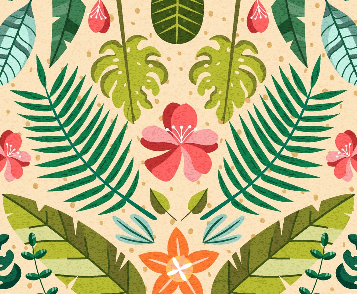Tropical Floral Summer Green Sand Leaf Flower
