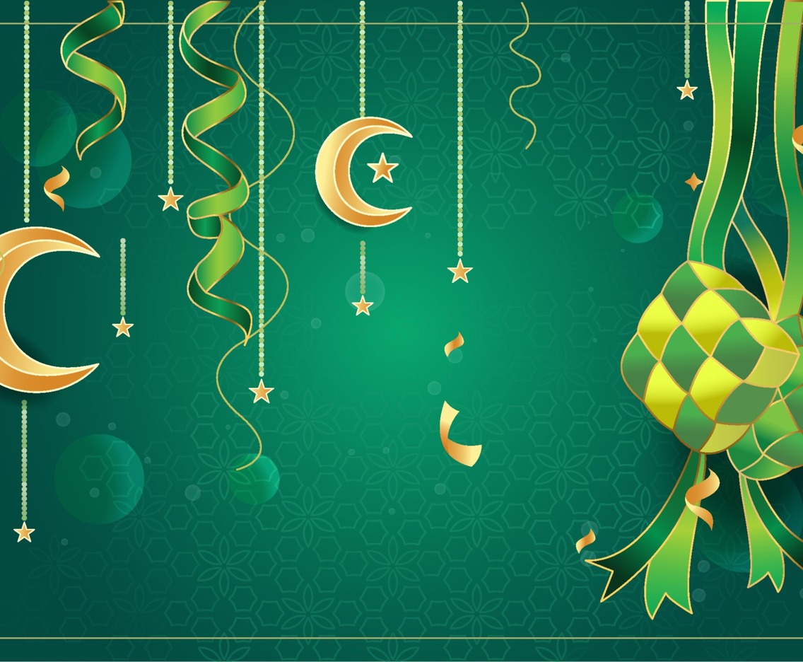 Green Glowing Ketupat and Moon