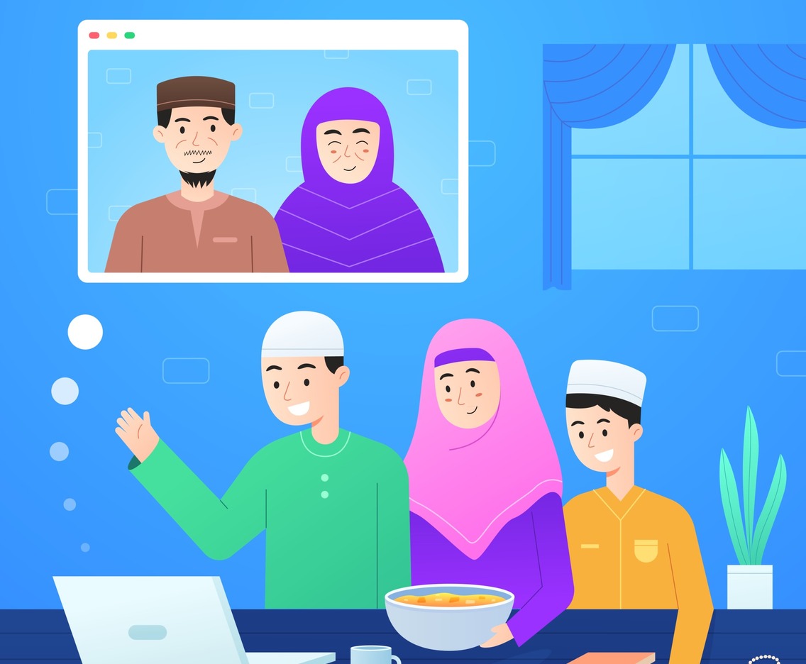 Happy Eid Adha Mubarak Family Virtual Gathering Concept