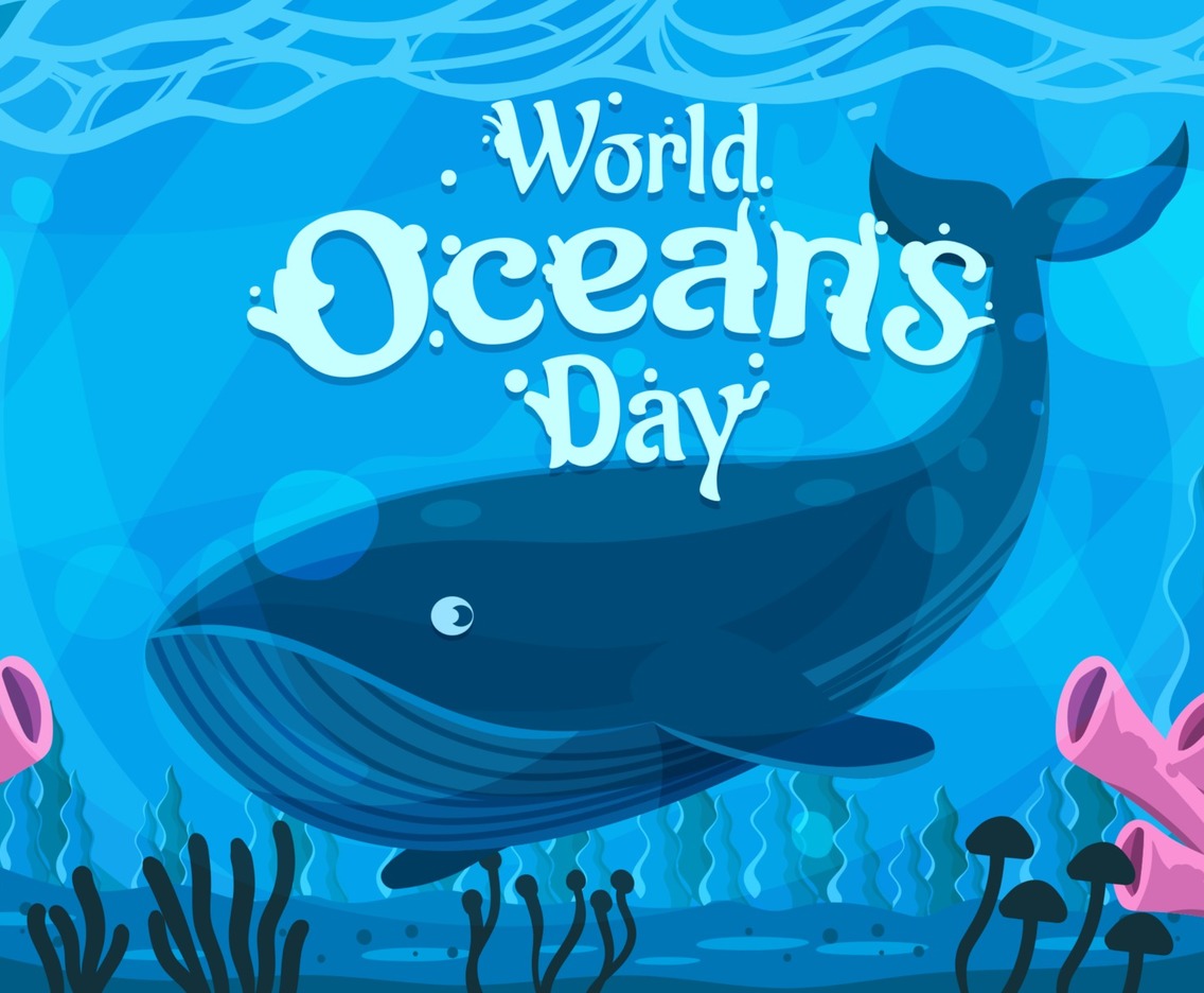 World Oceans Day With Whale concept