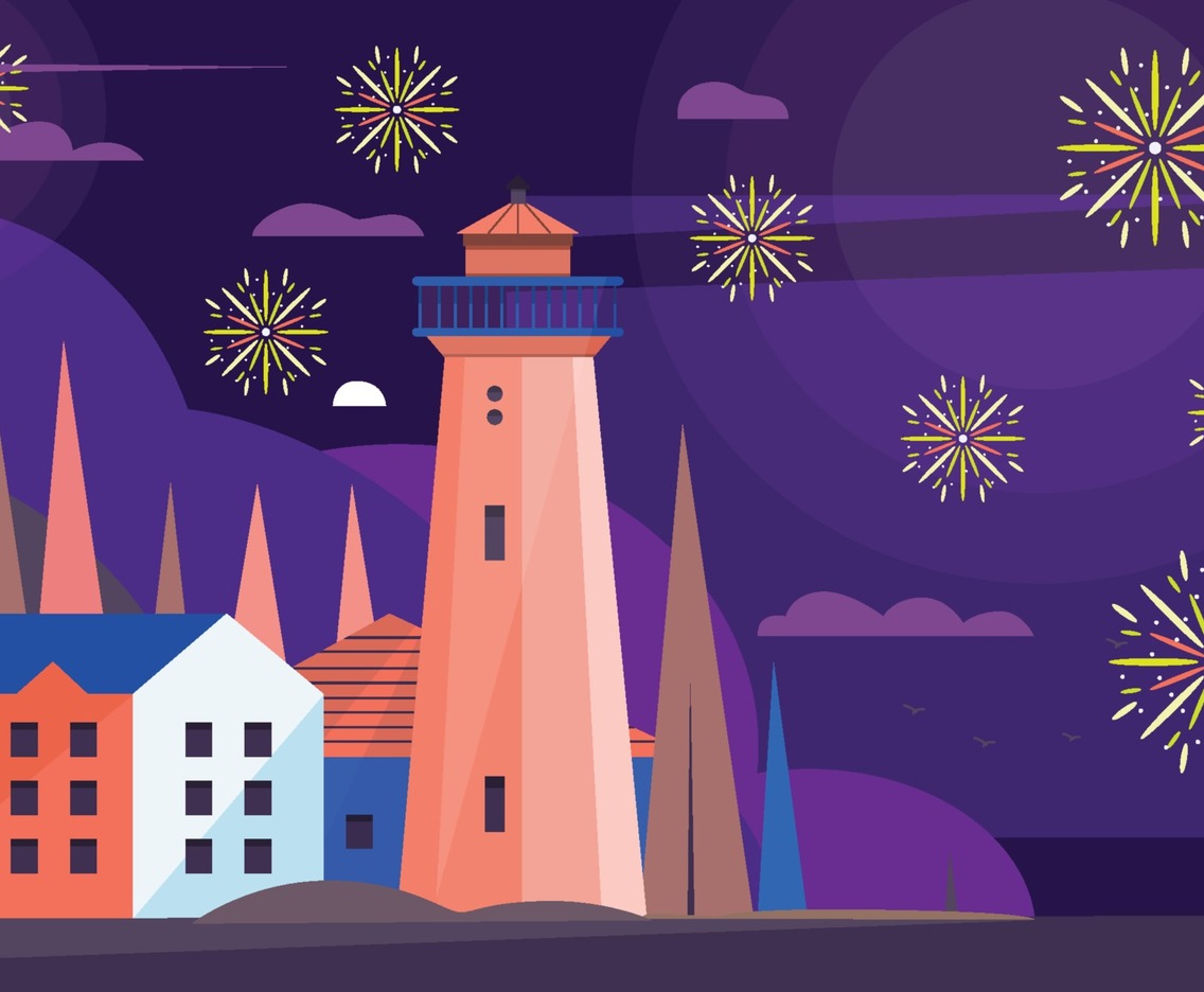 Fireworks at House Beach View Concept