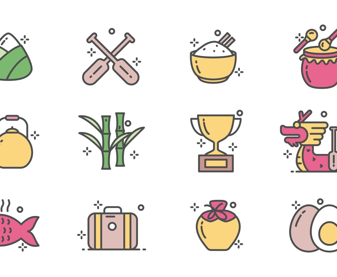 Colorful Dragon Boat Festival Icon