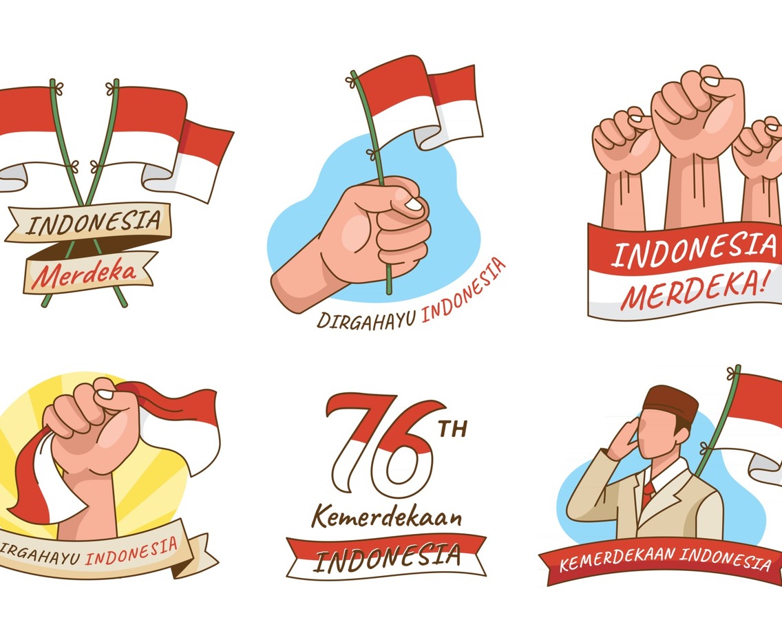 Indonesia Independence Day Cartoon Stickers