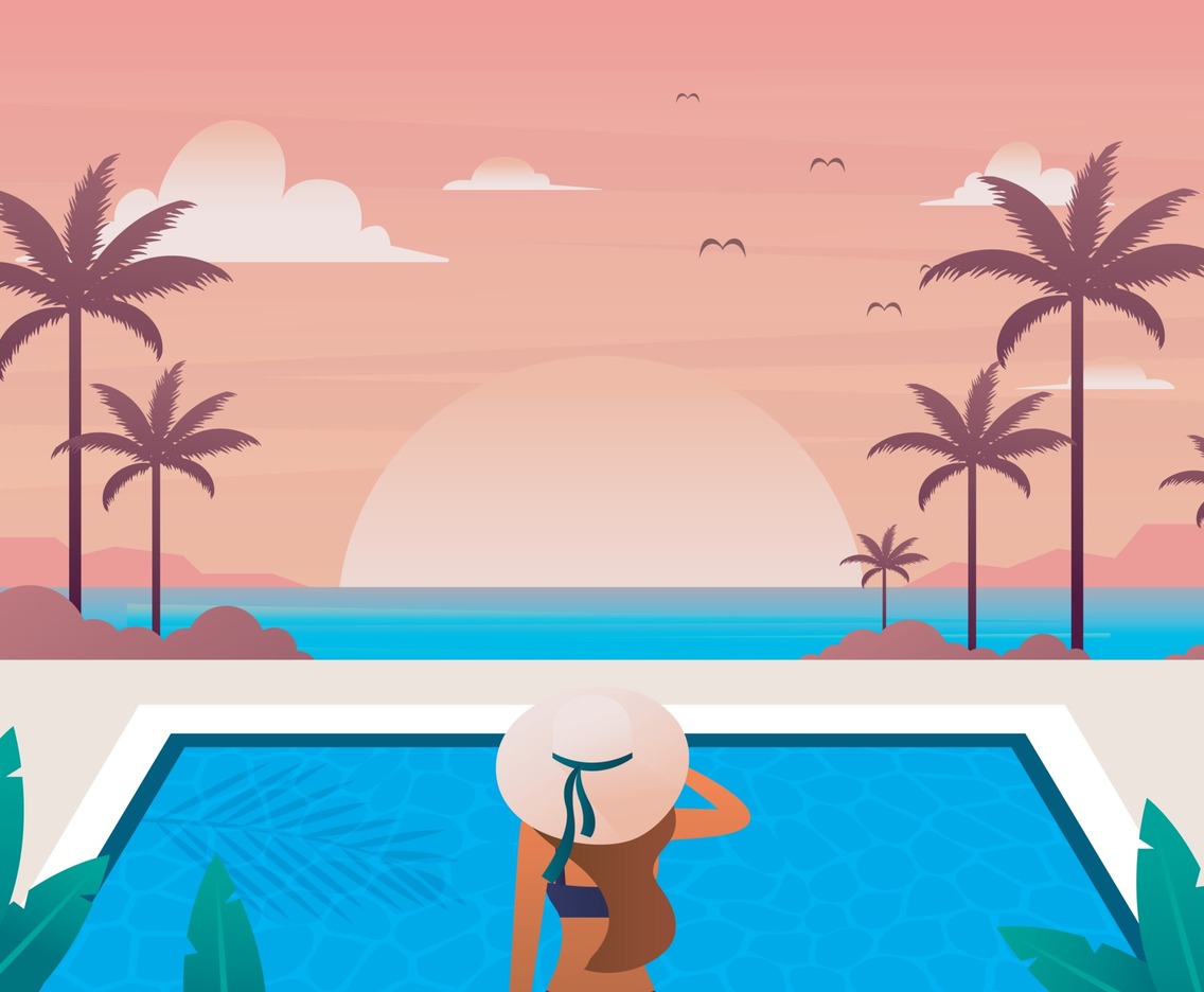 Girl Enjoying Beach View Background