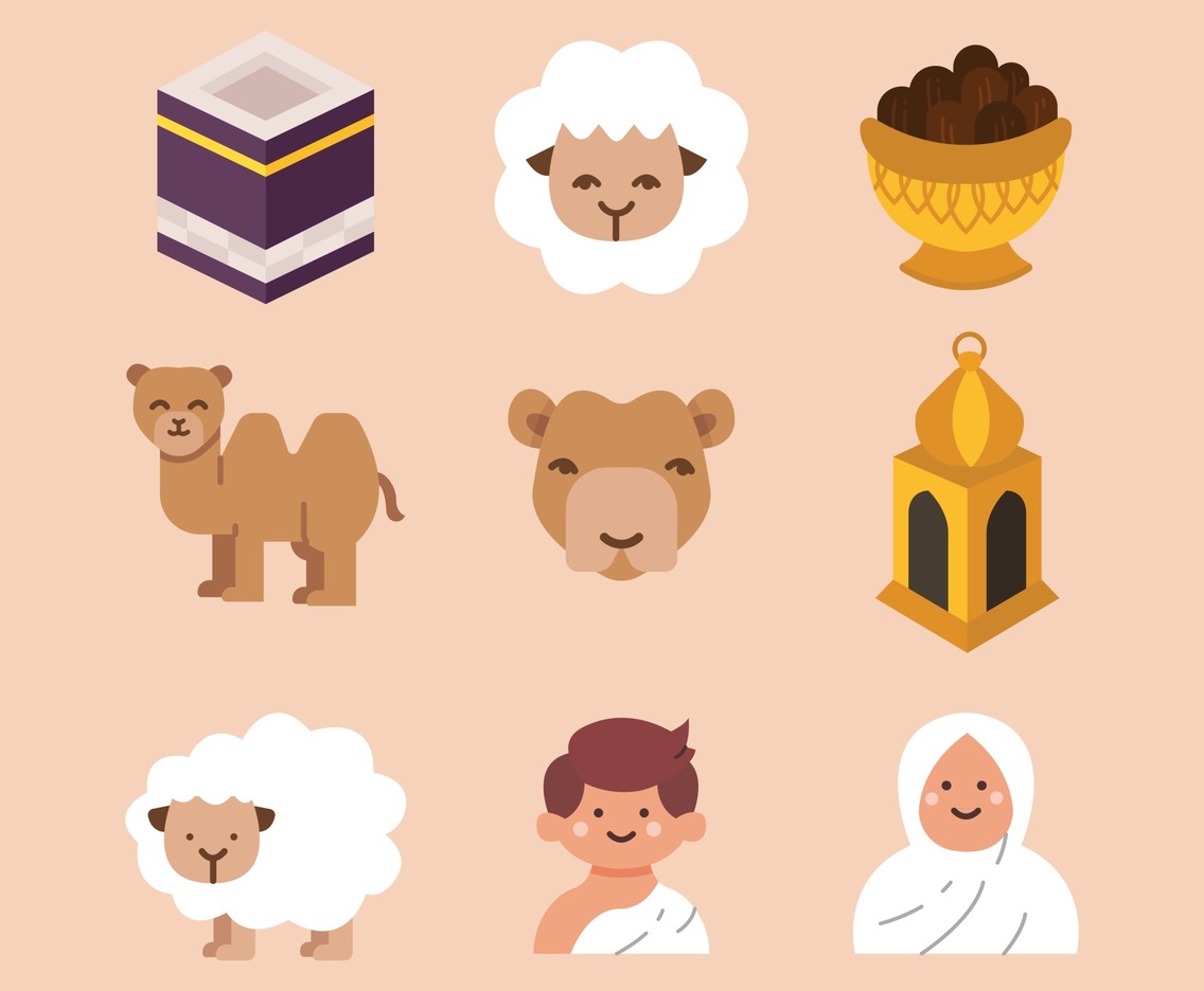 Set of Eid Adha Flat Icons