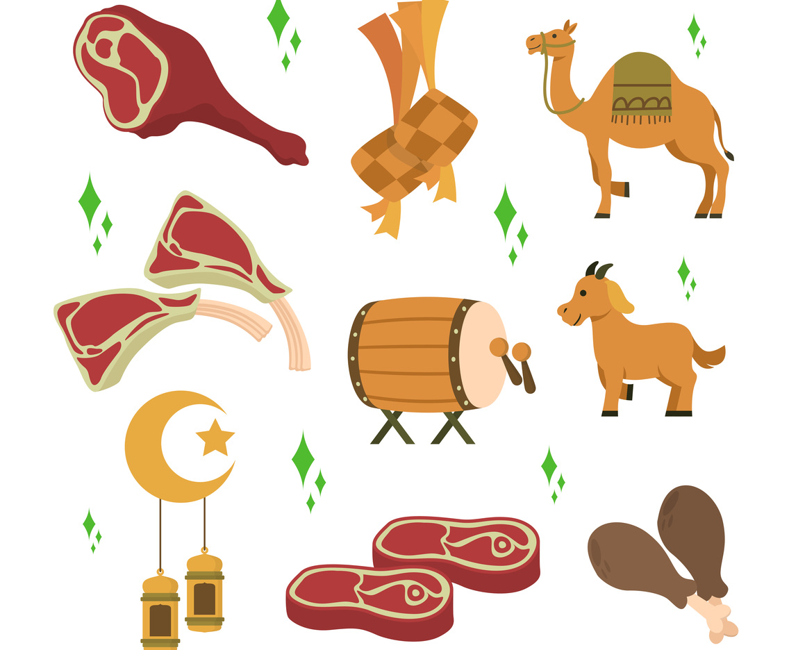 Eid Adha Flat Icon Set