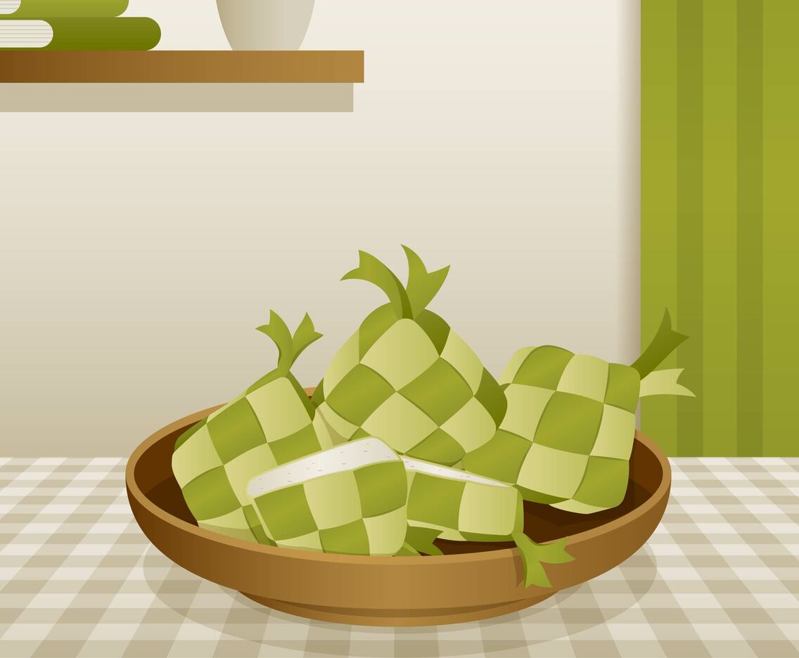 A bowl of Ketupat served
