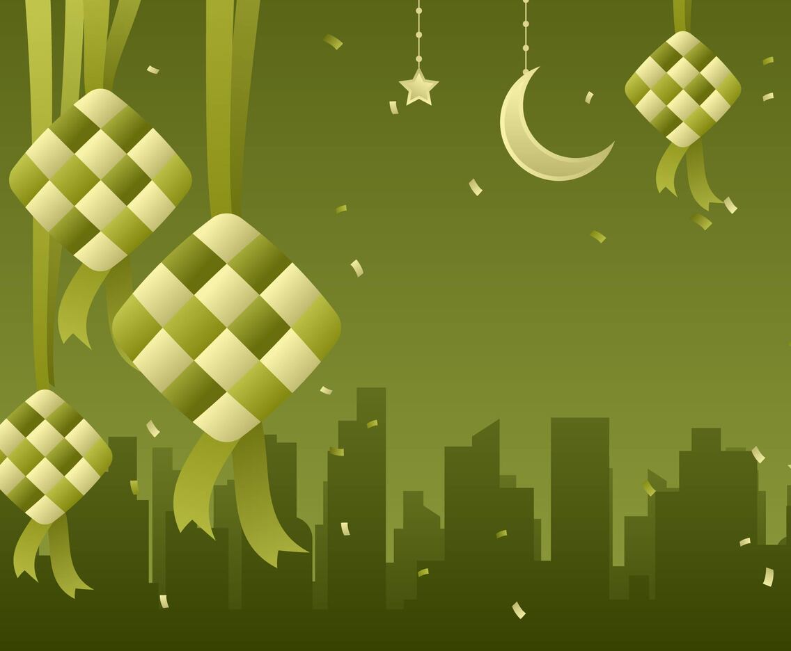 Green background with Ketupat