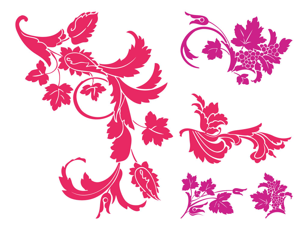 Swirling Flowers Silhouettes