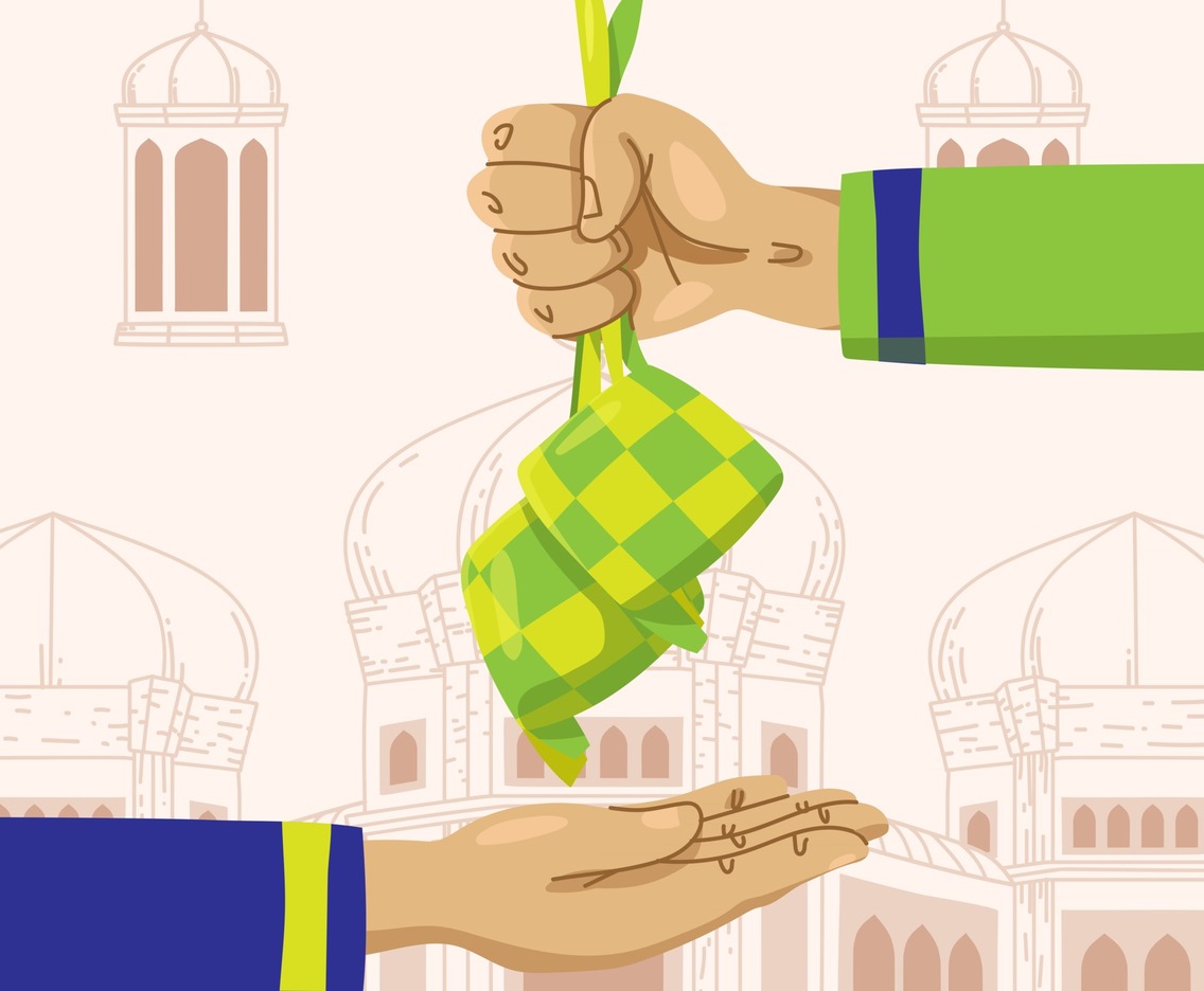 Hand Giving Ketupat Concept