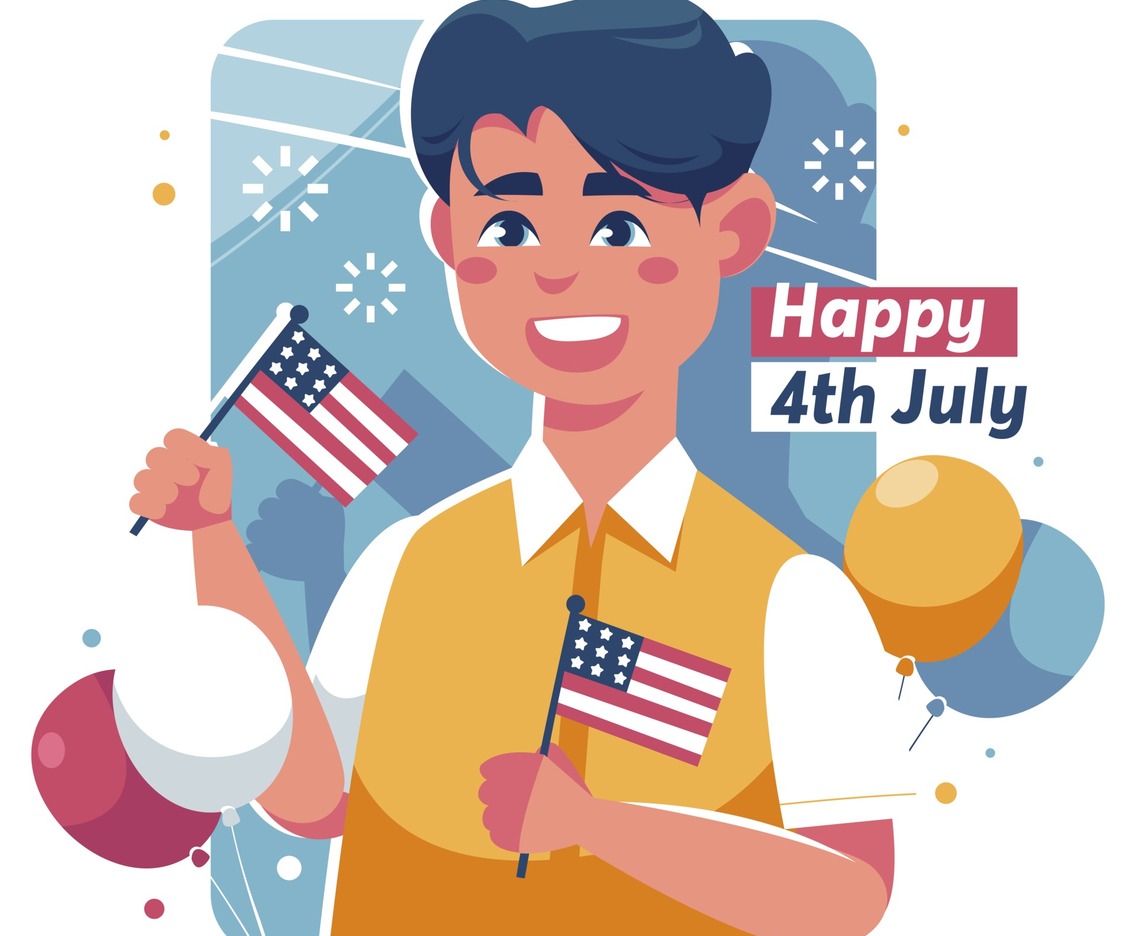 Young American Celebrating 4th of July