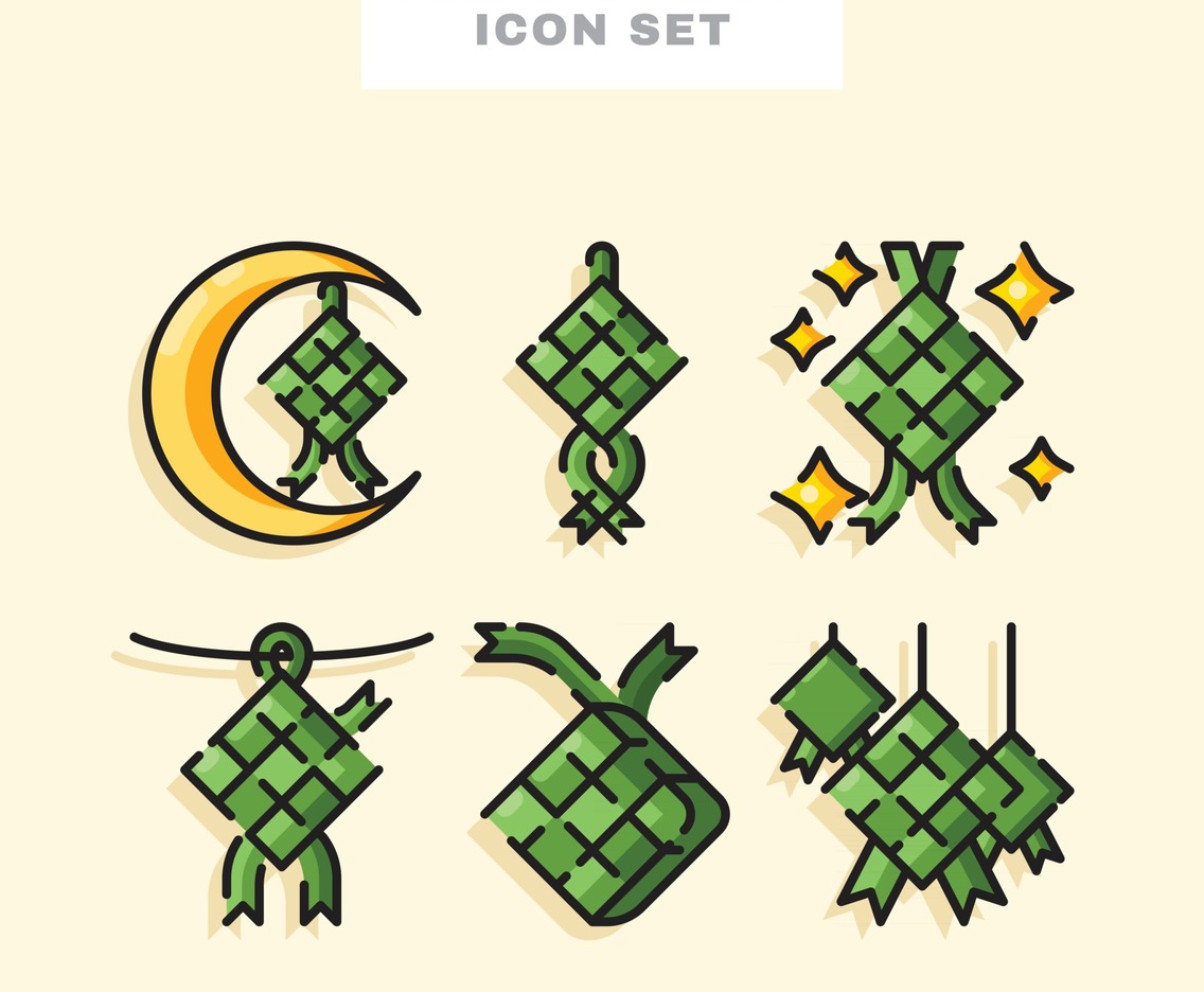 Ketupat Food Icon Set