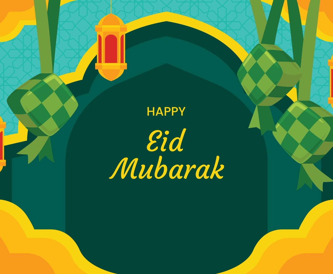 Eid Mubarak with Ketupat Background