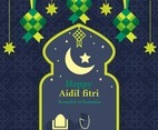 Happy Aidil Fitri with ketupat as decoration