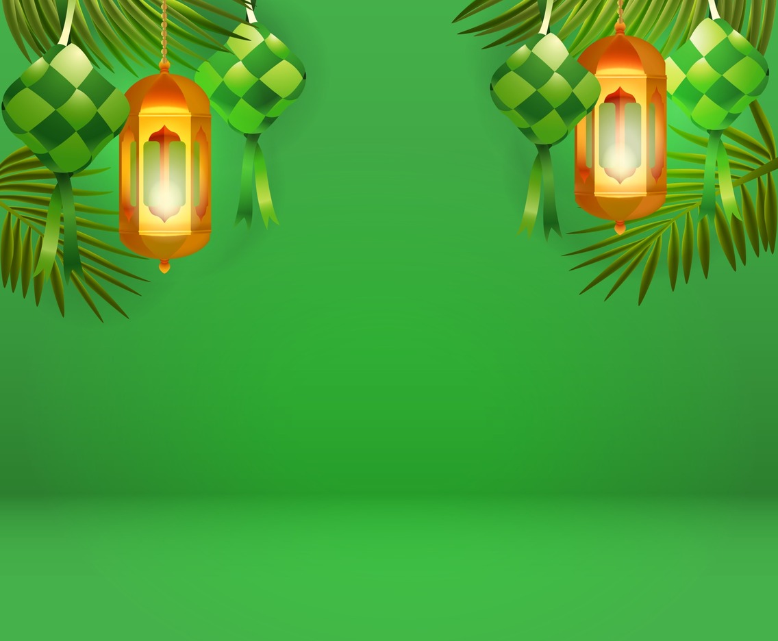 Realistic Ketupat and Lantern for Ramadan Background