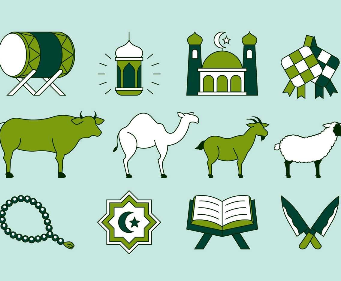 Eid Al Adha Icon Collection in Flat Style
