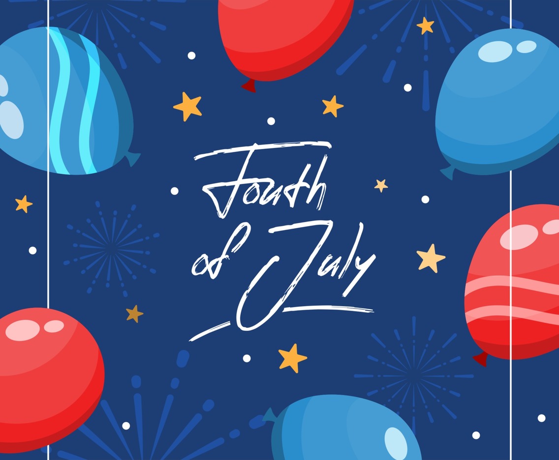 Fourth of July Firework and Balloons Concept