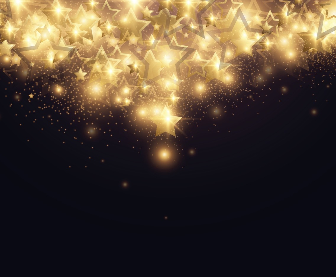 Star Shapes with Black and Gold Color Background