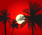 Red Palm Tree Sunset Vector