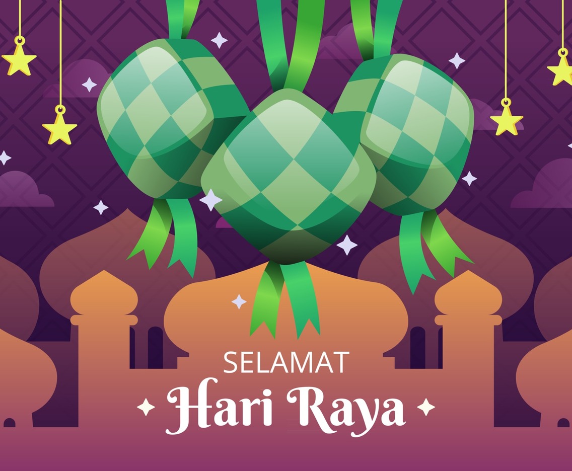 Traditional Ketupat with Mosque and Cloud