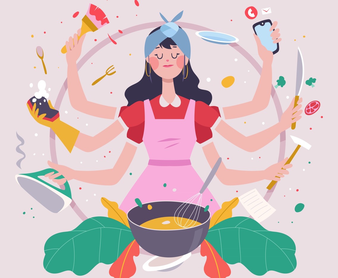 Woman with Many Tasks Concept