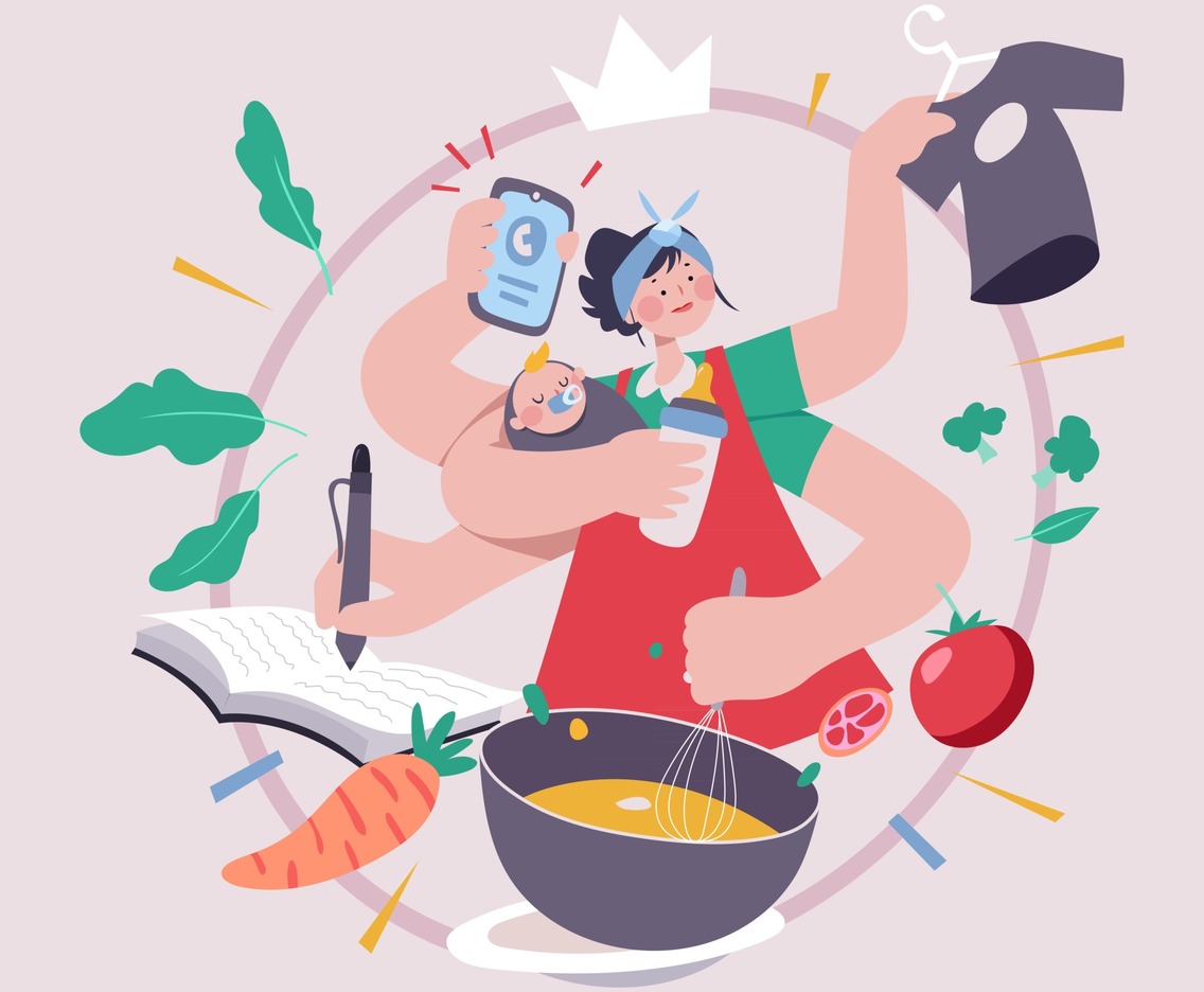 A Modern Woman with Many Tasks