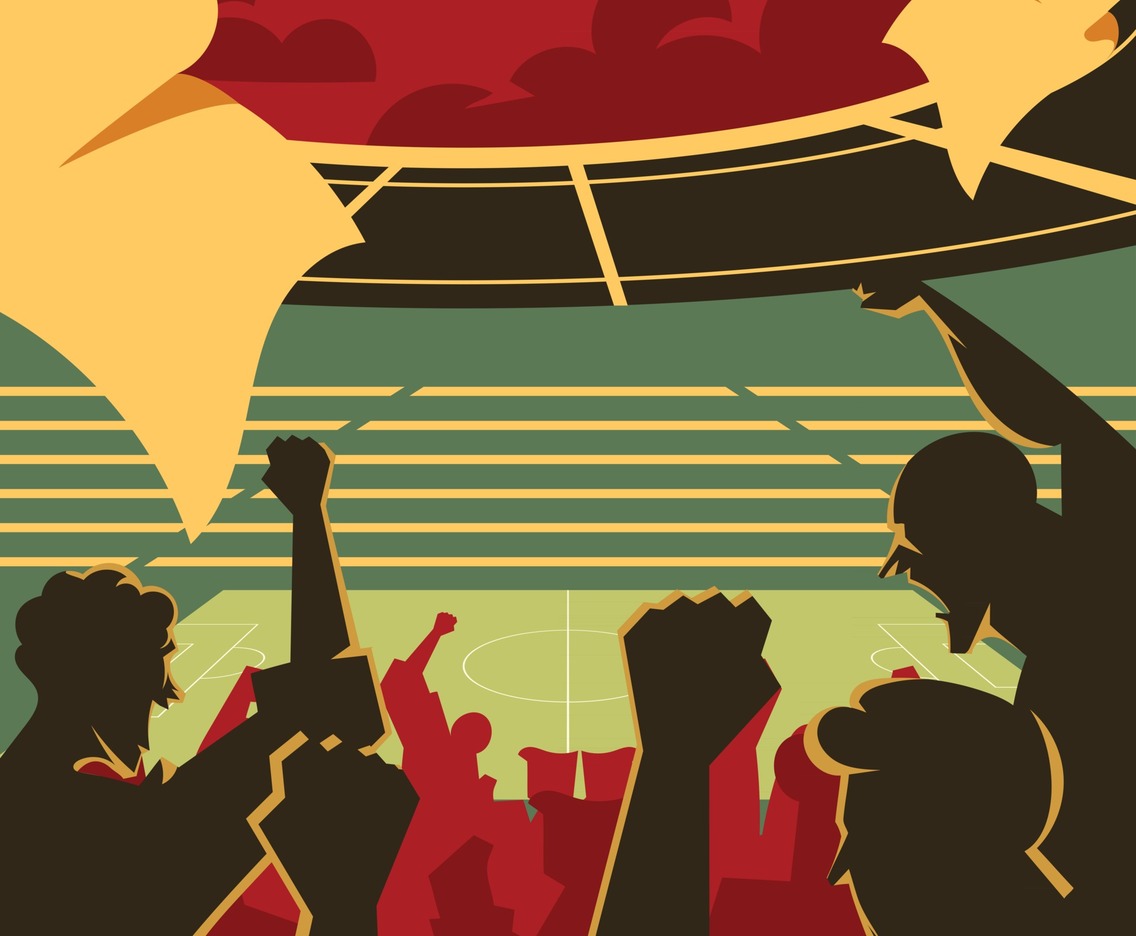 People Watching Football Match at Stadium Concept