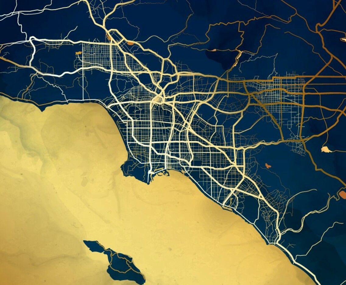 Los Angeles California Map Background Design