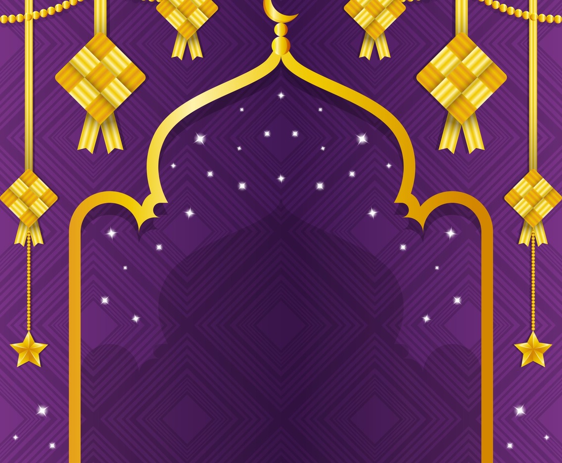 Gradient Purple Ketupat Background with Gold Highlights
