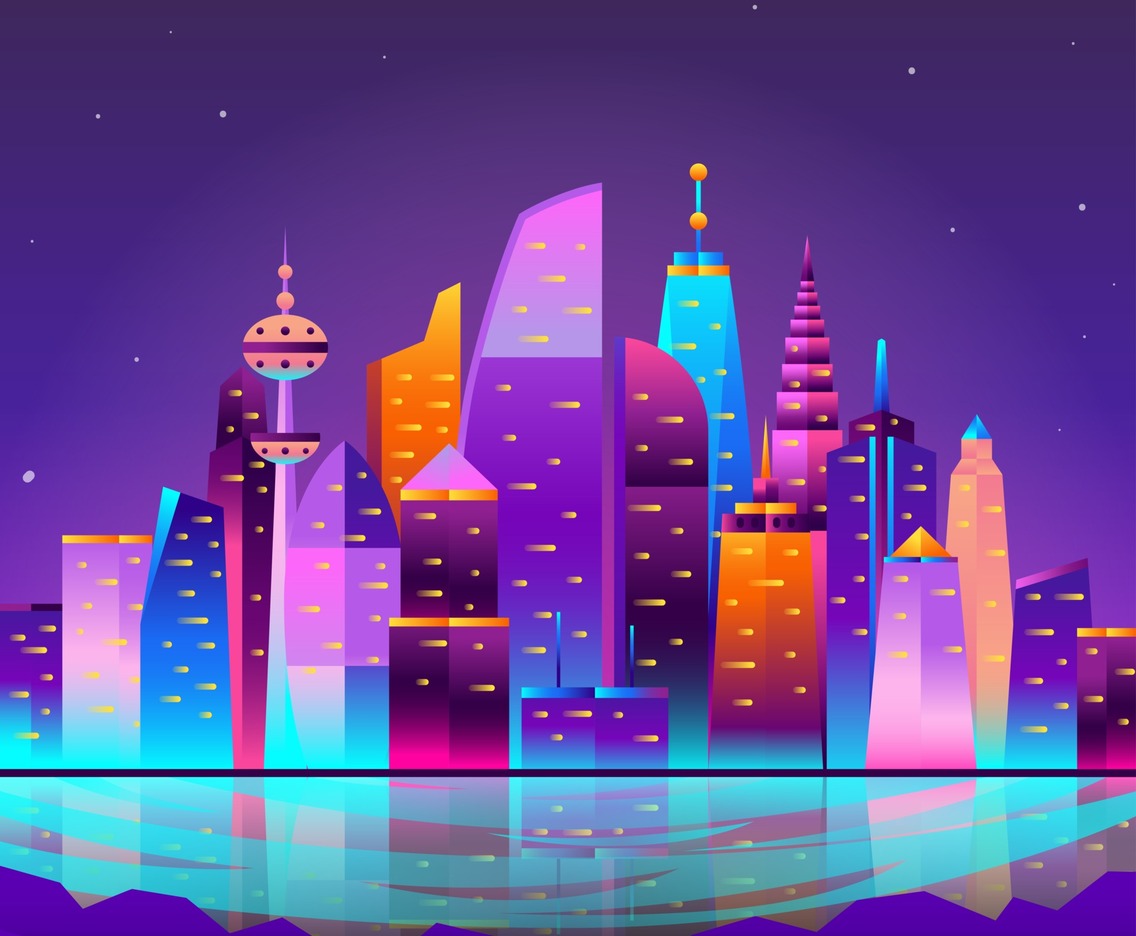 Futuristic Skyscrapers on Modern Cityscape Background