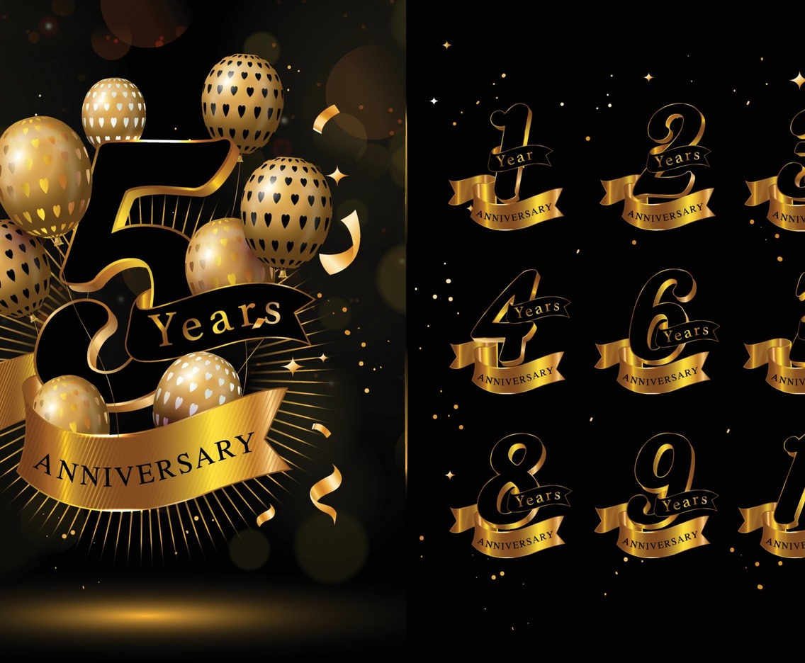 Elegant Anniversary Concept with Gold and Black Colors