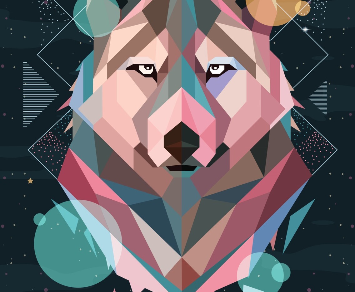 Colorful Geometric Wolf Head