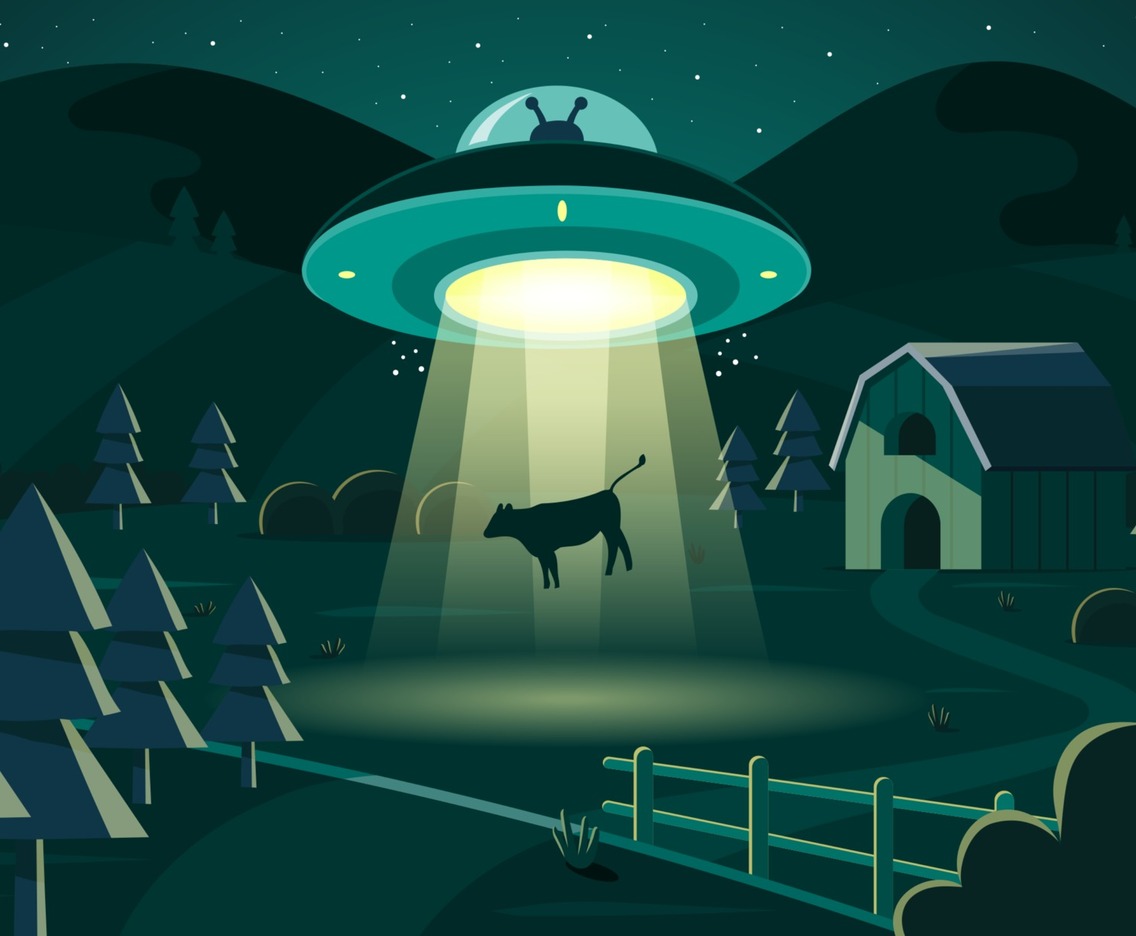 Cow Abducted by UFO at Night