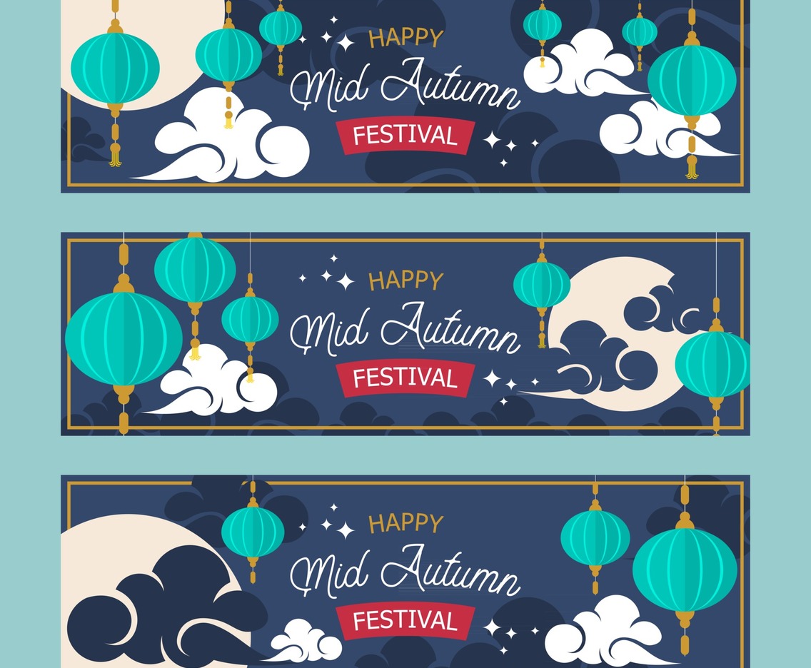 Happy Mid Autumn Banner Template Set