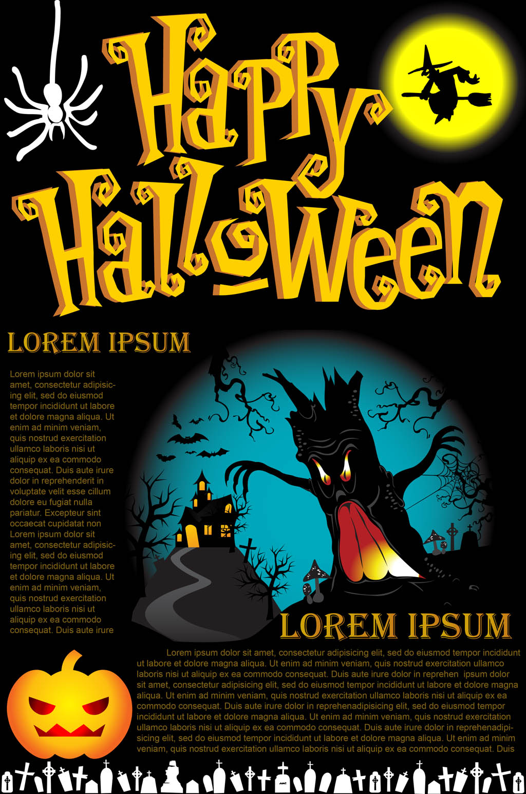 Happy Halloween Poster Vector Art &amp; Graphics | freevector.com