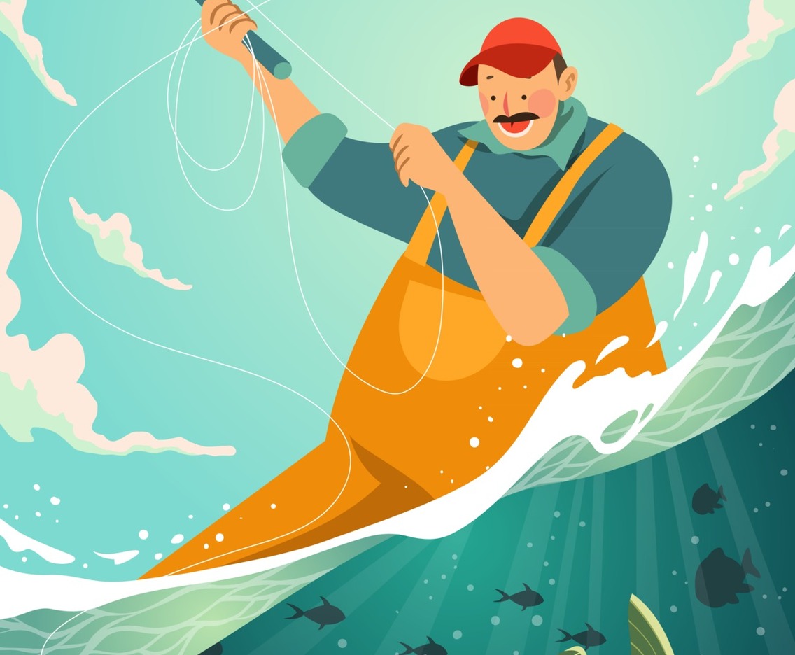 Fisherman with Fishing Rod