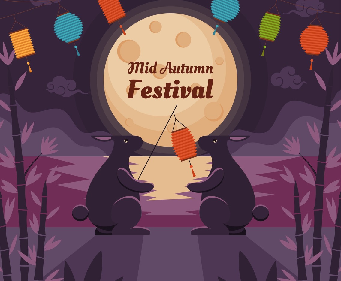 Bunnies under the Moonlight on Mid Autumn Festival