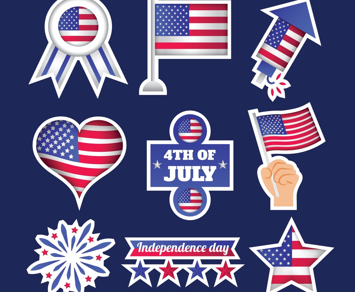 USA Independence Day Sticker Template Set