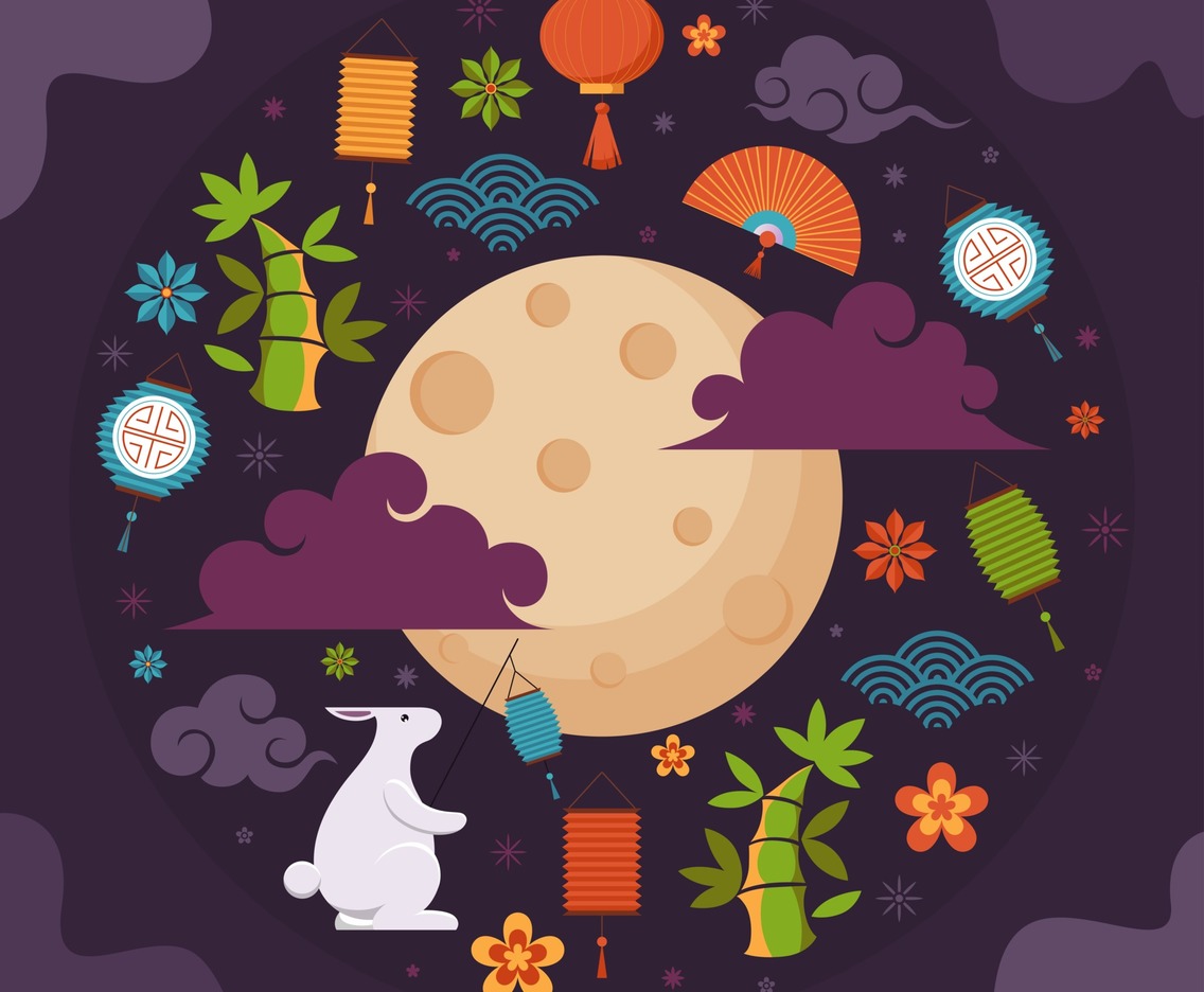 Mid Autumn Festival Iconic Elements Set