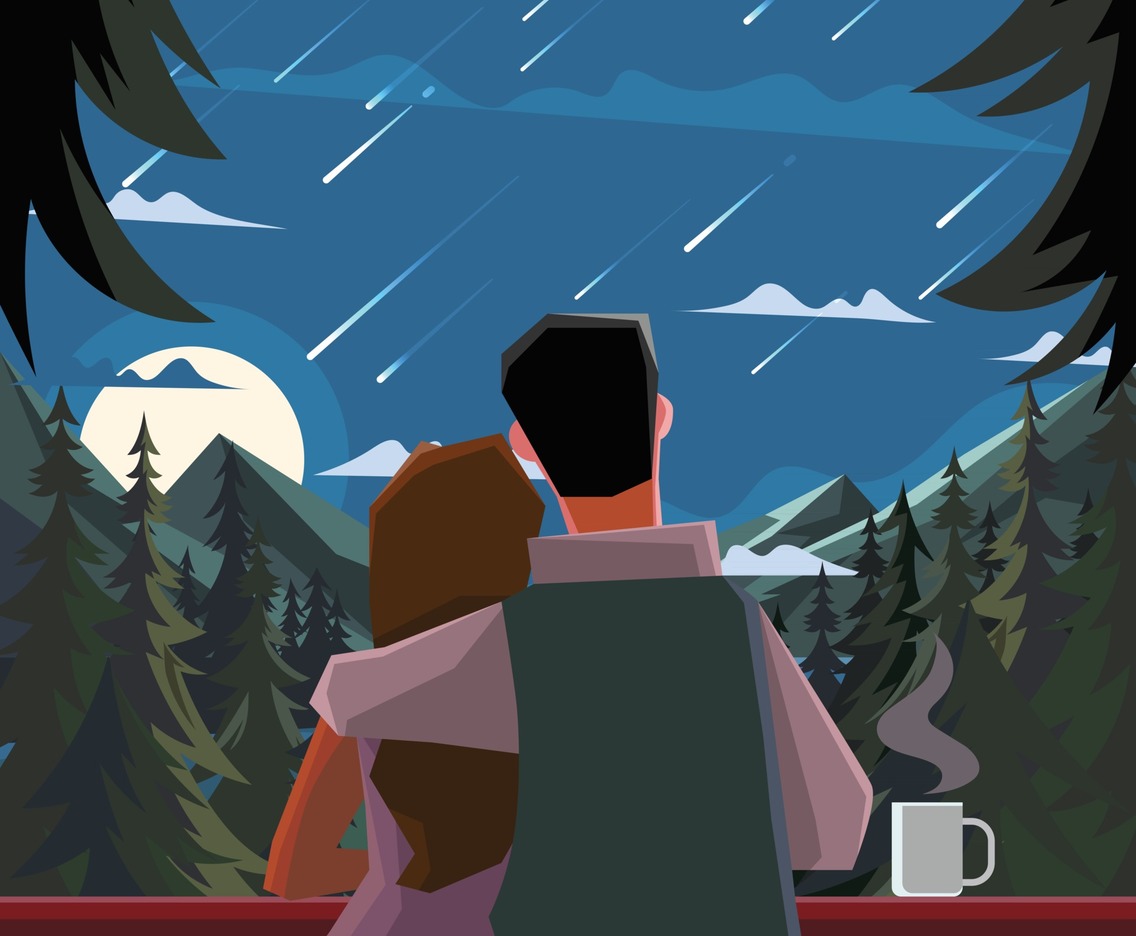 Couple Enjoy Shooting Star at Night