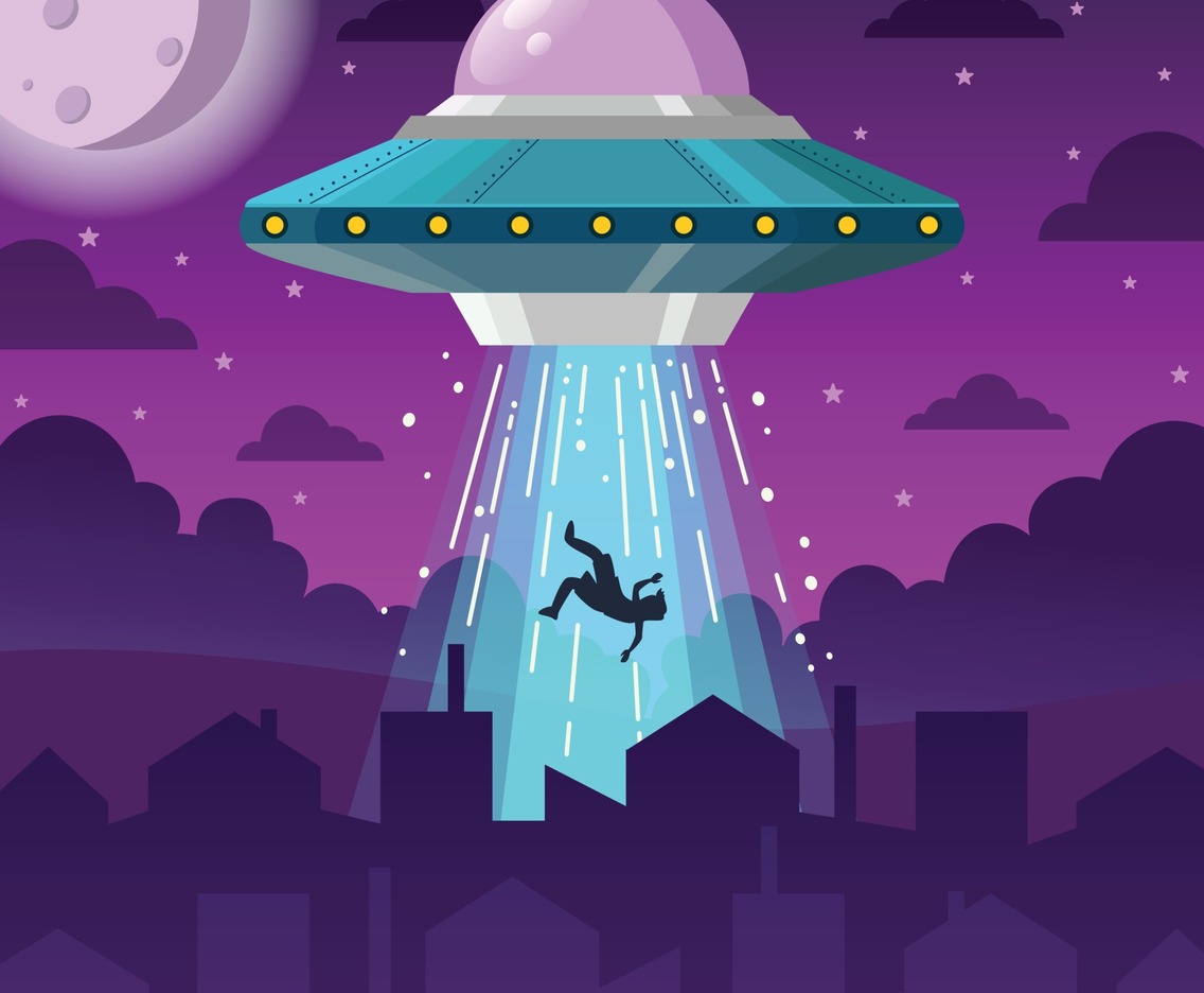 UFO Spaceship Abducts Man at nNght