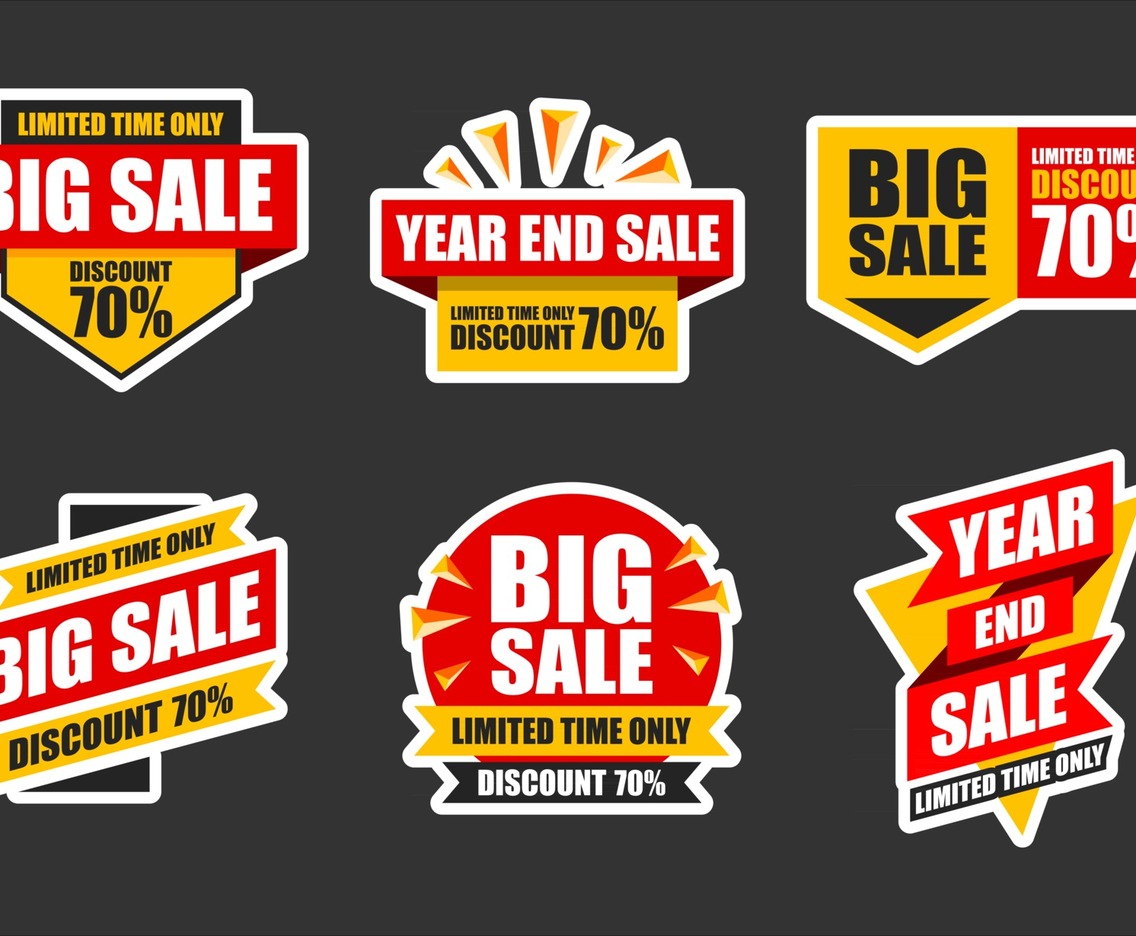 Set of Promotional Sale Sticker