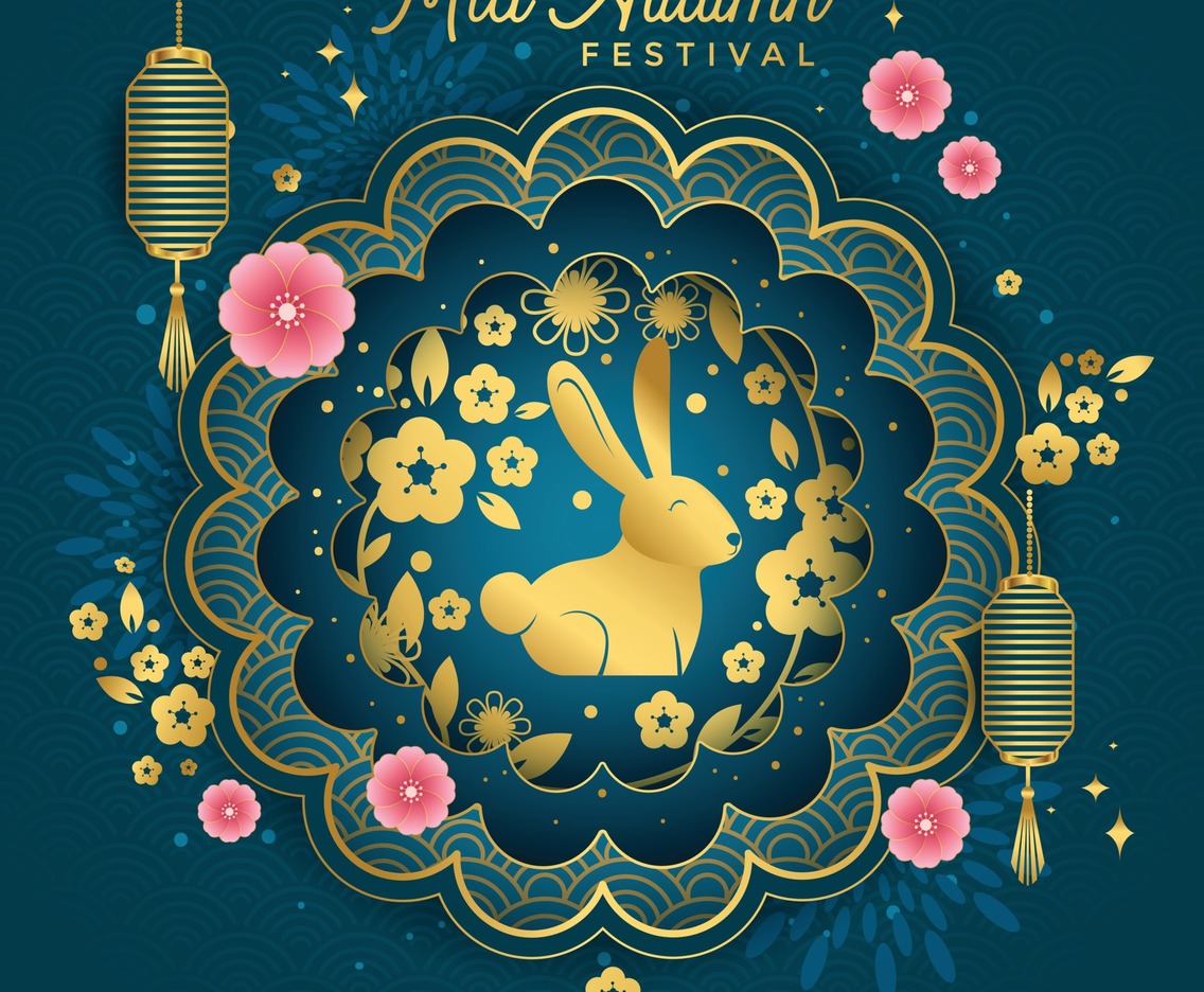 Mid Autumn Festival with Golden Rabbit