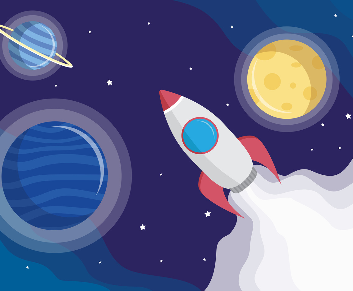 Space Ship and Planet Background