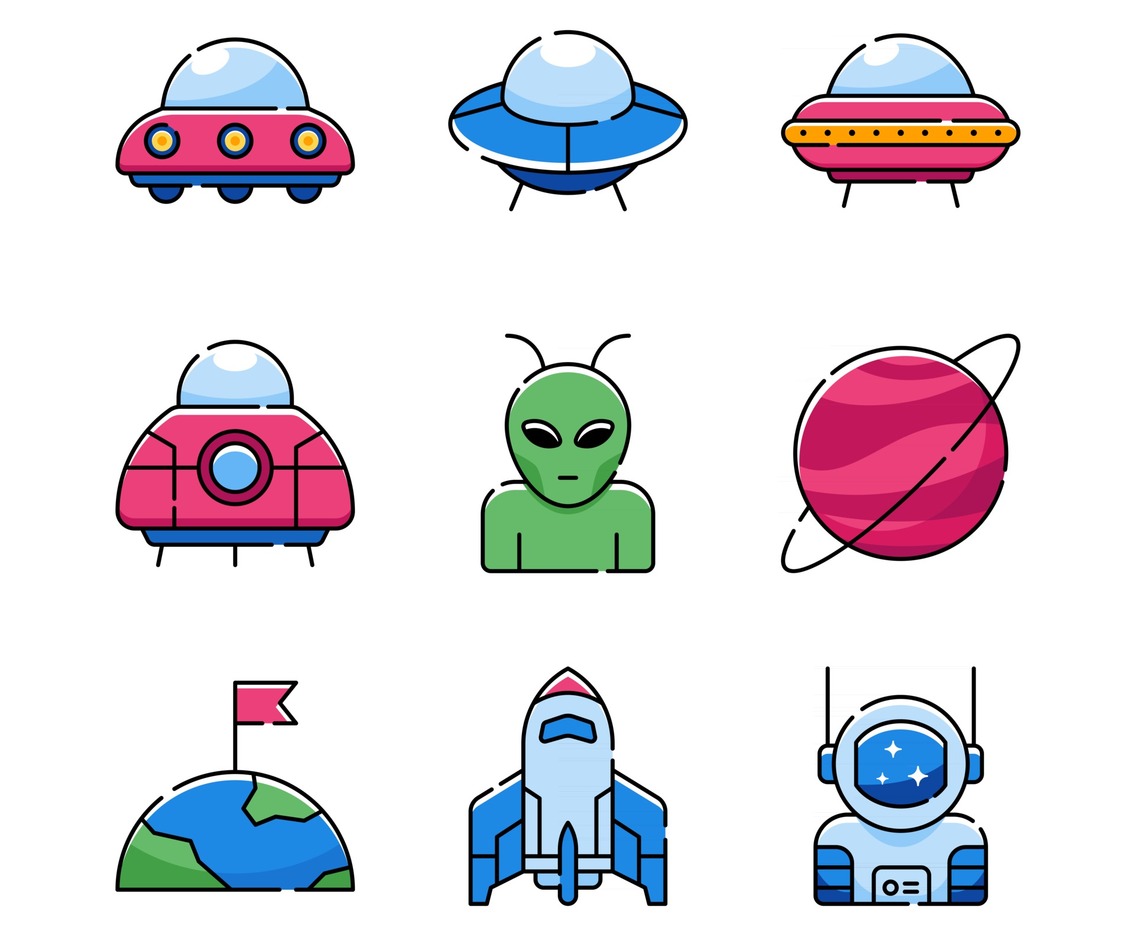 UFO and Alien Icon Set